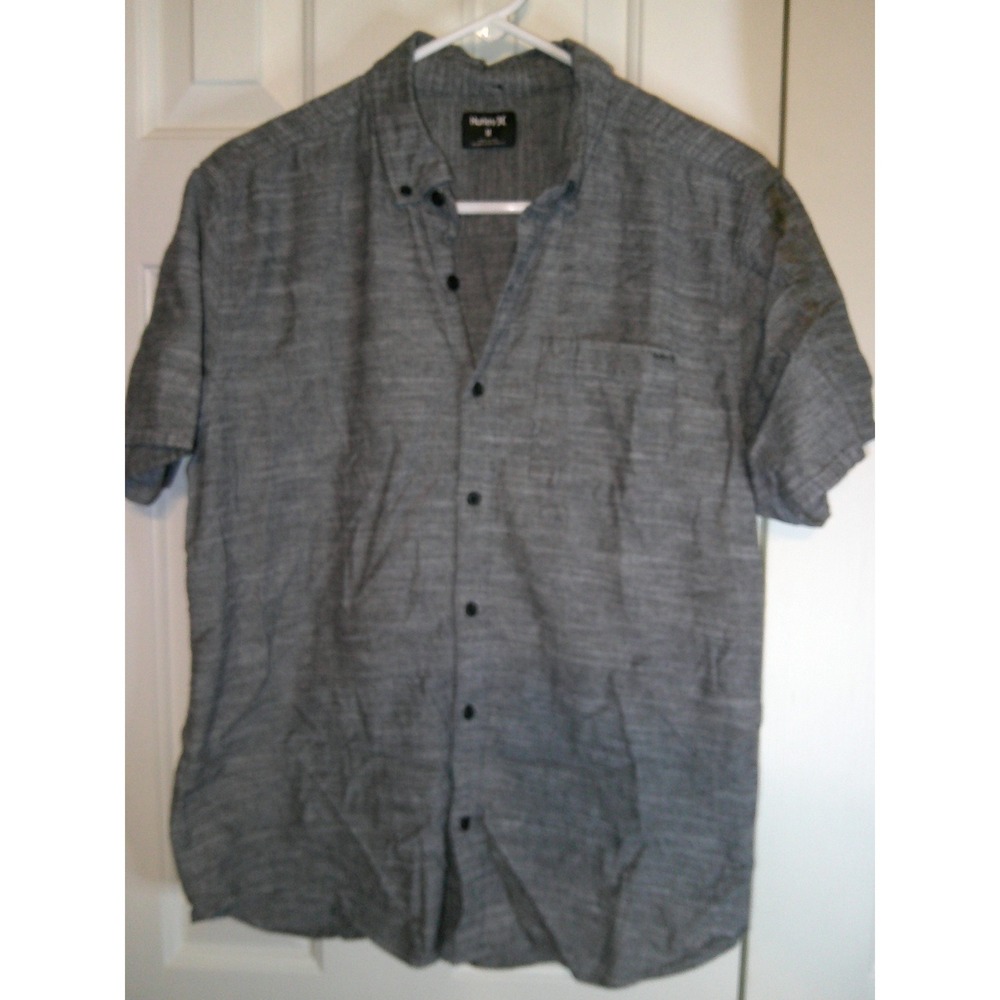 Hurley Button Down Shirt Short Sleeve Casual Gray Mens Size M